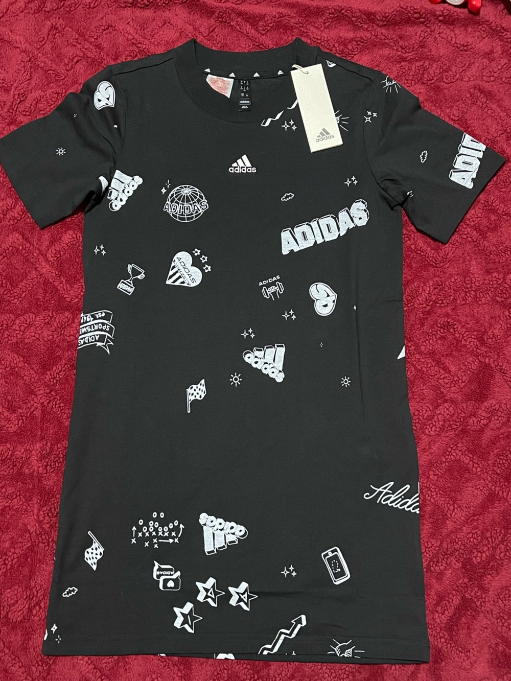 adidas Black Tee with White Logo Icons